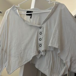 Long sleeve white crop top